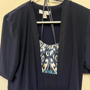 Blue and white dress with shrug